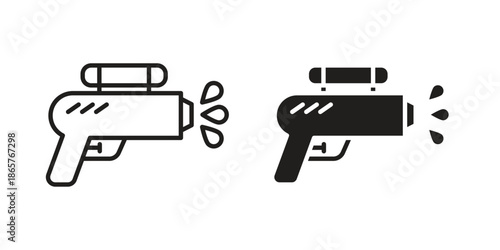 Squirt gun icons Black vector illustration for social media, app, and web