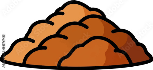 A simple illustration of a pile of brown dirt with black outlines