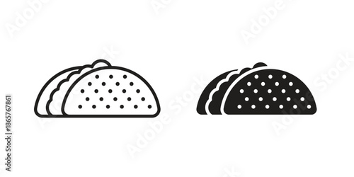 Taco icons Black vector illustration for social media, app, and web