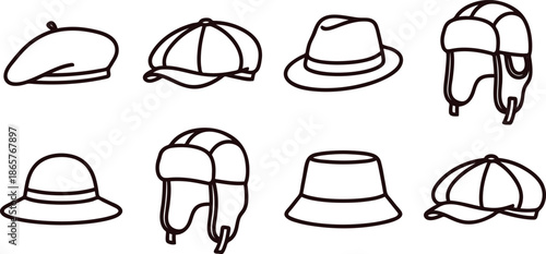 Various styles of hats for fashion and protection