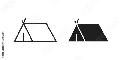 Tent icons Black vector illustration for social media, app, and web