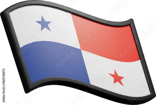 Stylized flag with white, blue, and red quadrants and stars