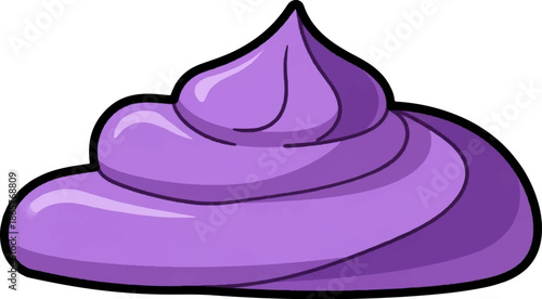 Swirled purple frosting or soft serve with a thick black outline on a white background