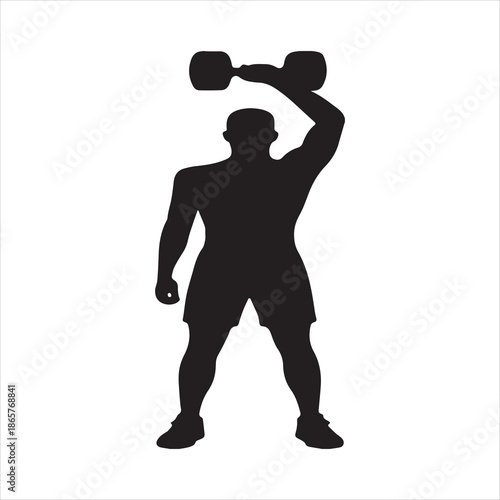 Silhouette of a Person Lifting Dumbbells Overhead exercise
