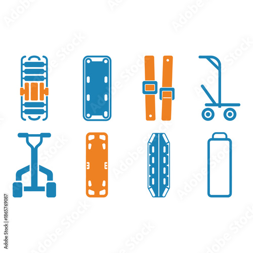 Collection of icons representing various luggage and travel accessories