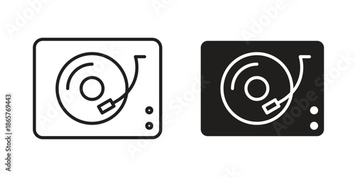 Turntable icons Black vector illustration for social media, app, and web
