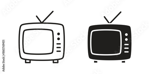 Tv retro icons Black vector illustration for social media, app, and web