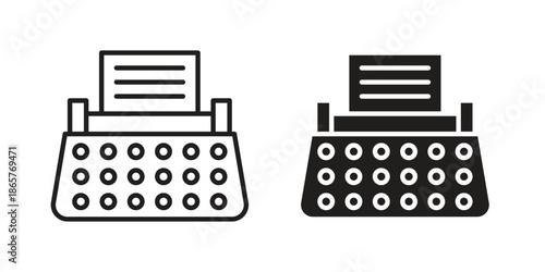 Typewriter icons Black vector illustration for social media, app, and web