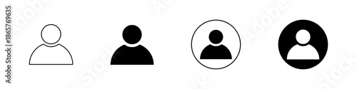 Collection of user profile and person icons in various outline and solid styles