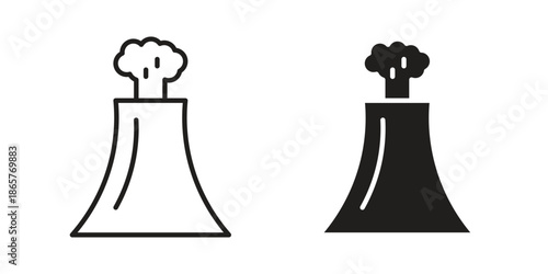 Volcano icons Black vector illustration for social media, app, and web