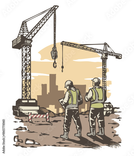 two person work at construction site