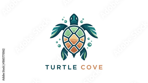 Colorful Geometric Turtle Logo Design.