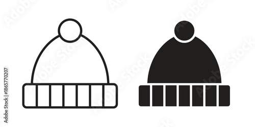 Winter hat icons Black vector illustration for social media, app, and web