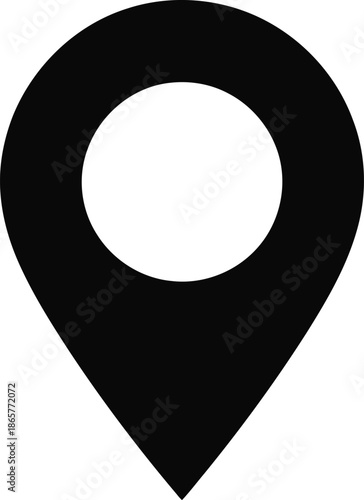 A universal black marker for indicating geographical positions appears clearly on a pristine white background
