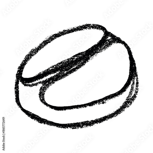 Hand drawn fresh roasted coffee bean Arabica robusta seed doodle Single element for print, web, design, decor