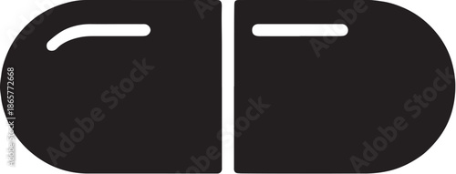 Medicine Capsule Pill Black Silhouette Icon eps