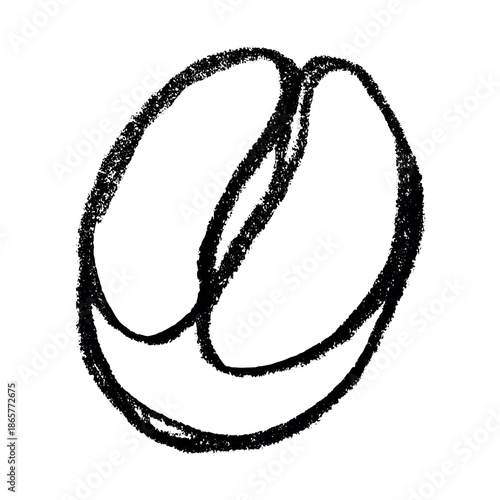 Hand drawn fresh roasted coffee bean Arabica robusta seed doodle Single element for print, web, design, decor