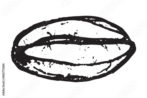 Hand drawn fresh roasted coffee bean Arabica robusta seed doodle Single element for print, web, design, decor