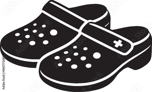 Medical Scrubs Top Black Silhouette Icon eps