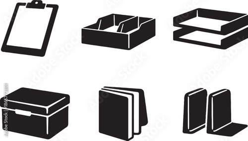 Schilderij op canvas Classroom Organization Assets Teacher Black Silhouette Icon Bundle eps