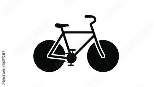 Simple black and white illustration of a classic bicycle silhouette