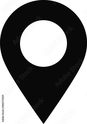 An essential black and white GPS location symbol signifies a precise spot on a virtual map
