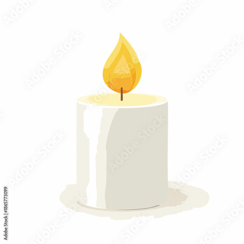 burning candle isolated on white background