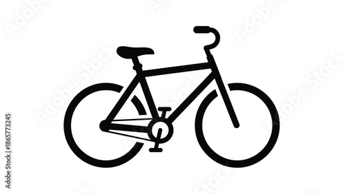 Simple black silhouette of a classic bicycle with rounded wheels and handlebars