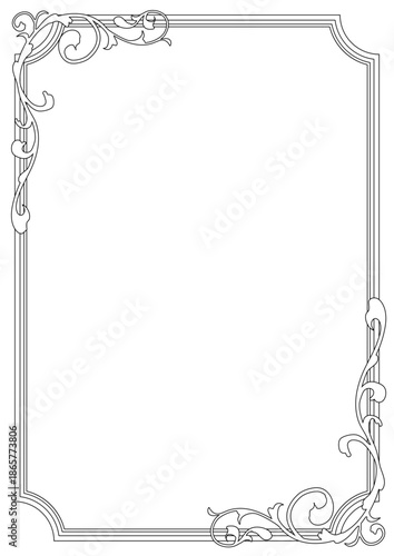 白地に黒縁のエレガントなフレーム。（A4サイズ）