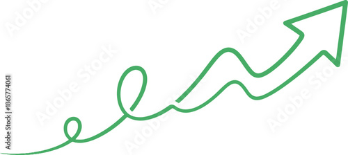 Green line graph showing upward trend with arrow