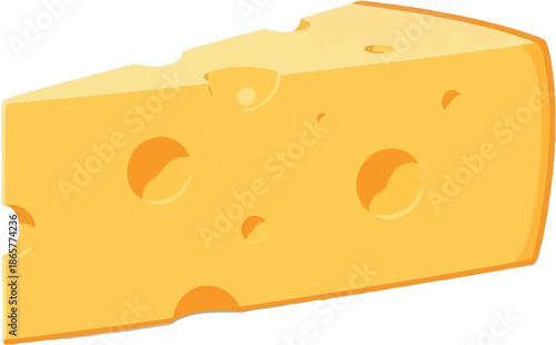 Wedge of Swiss cheese with holes a delicious dairy product illustration perfect for food blogs recipes and grocery store advertising