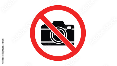Simple vector graphic representing a universal symbol indicating that photography or recording devices are strictly prohibited in this specific location or area