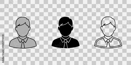 Three male profile icons in different shades
