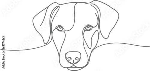 Dog face outline illustration on white background