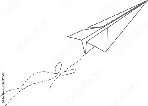 Paper plane flying high in the air