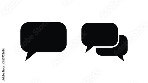 Simple black speech bubbles illustration on a white background communication concept