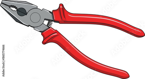 Red handled combination pliers a versatile tool for gripping cutting and bending isolated on a white background for easy integration
