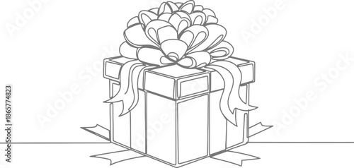 Beautifully wrapped gift box with ribbon