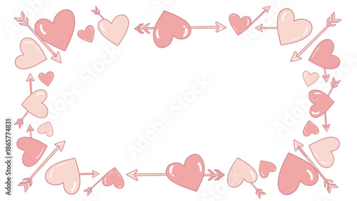 Valentine's Day heart shaped frame with arrows and hearts.