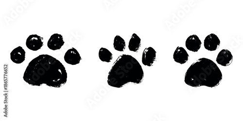 Set of hand drawn cute cat's paw Cat, dog, animal footprint in doodle style Single element for print, web, design, decor, greeting cards, children's prints