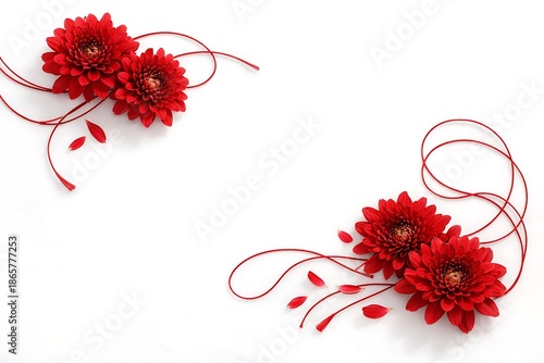 Wallpaper Mural Red Chrysanthemum Floral Frame on White Background with Copy Space Torontodigital.ca