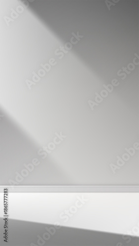 white background minimal 3d clean room with geometric shadows empty interior space modern abstract wall floor design product display presentation virtual showroom architecture concept