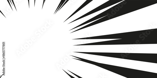 Illustration of black-and-white concentrated lines. Background frame highlighting the right edge. Background material that can be used to guide the eye.