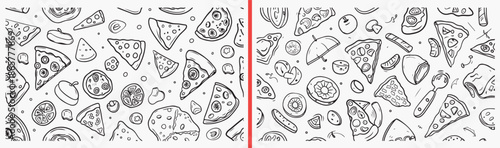food line art illustration, snack doodle drawings, hand drawn food clipart, cute food sketch set, bakery food illustration, dessert line art icons, food doodle collection, kitchen illustration pack, f