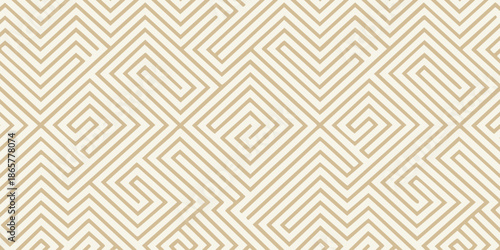 Geometric pattern featuring interconnected maze-like designs in a beige and cream color scheme from a top-down viewpoint