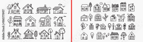 home icons set, house vector icons, real estate symbols, building icon pack, property line icons, home outline icons, architecture symbols, housing icons collection, real estate vector pack, house ico