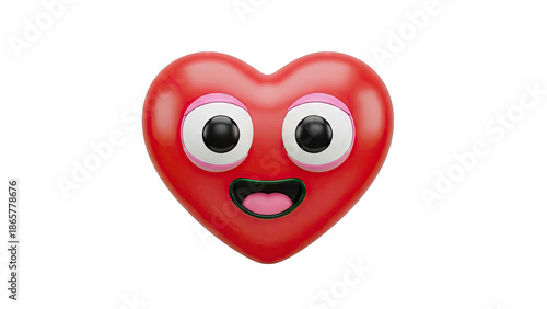 Happy Red Heart Character with Googly Eyes