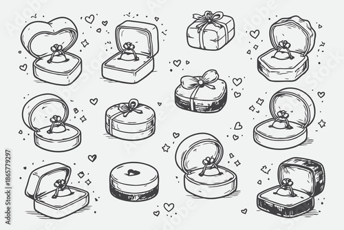 Hand Drawn Ring Box Doodles for Valentine Proposal and Engagement