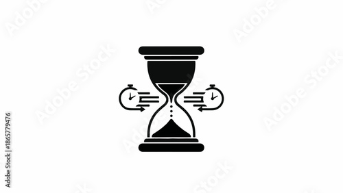 Hourglass with clocks symbolizing the passage of time and deadlines