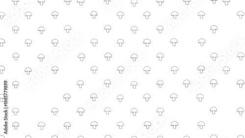 simple seamless pattern features a repeated motif of small mushroom outlines on a plain white background, ideal for minimalist designs.